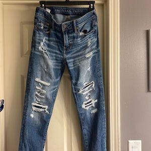 American Eagle distressed denim, size 30x30, gently worn.